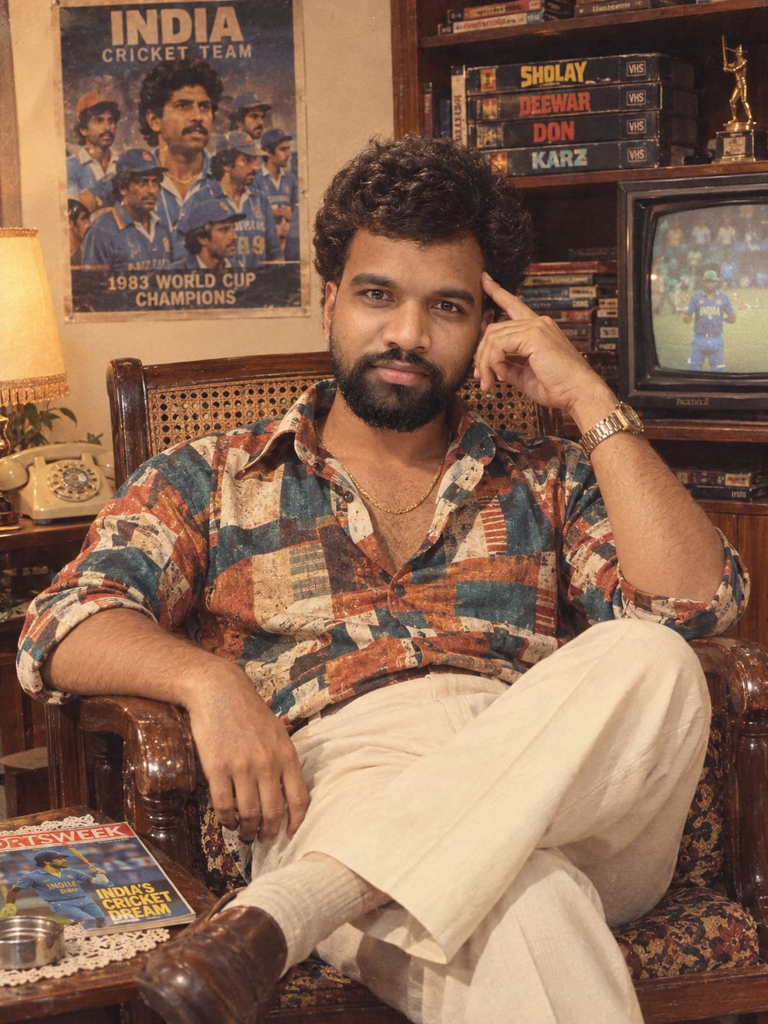 Realistic 1980s & 1990s Indian Living Room AI Image Prompt: ChatGPT